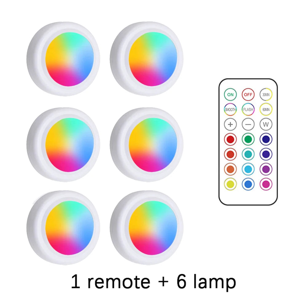 RGB Remote-Control LED Lights (1 to 6 Pack)