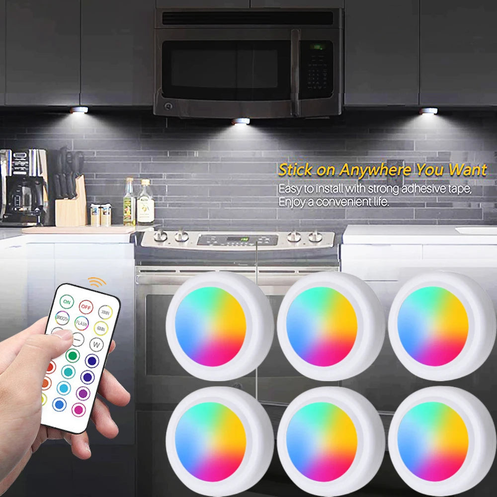 RGB Remote-Control LED Lights (1 to 6 Pack)
